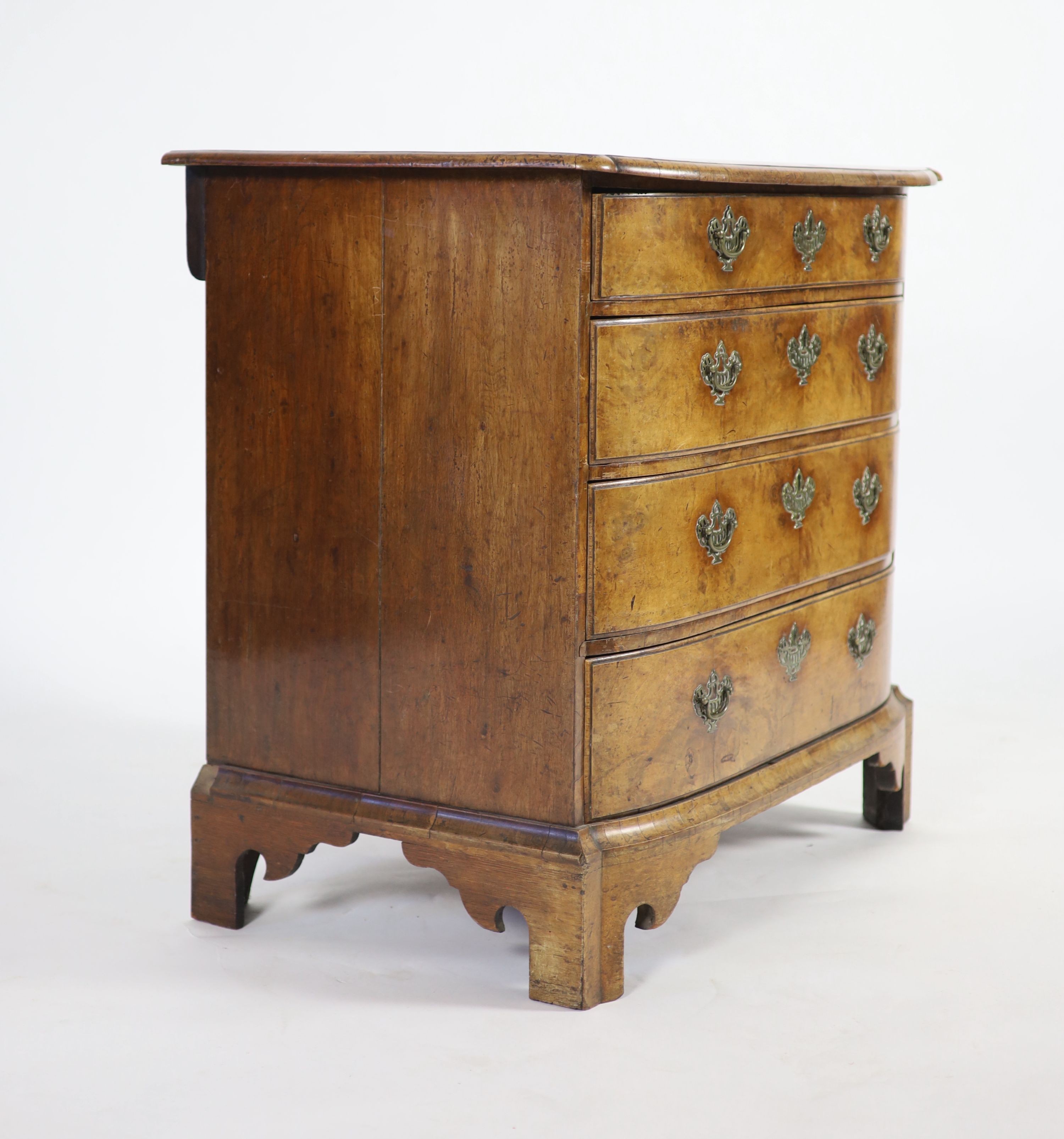 An 18th century Dutch walnut bowfront chest W.89cm D.57cm H.84cm